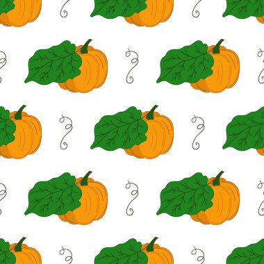 Tekstil ya da mutfak tarzı. Kusursuz sebze deseni. Balkabağım. Tasarım, tekstil, kumaş, duvar kağıdı için yazdır