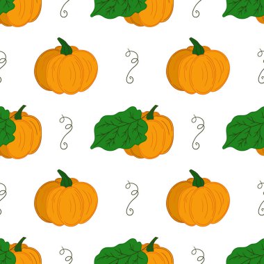 Tekstil ya da mutfak tarzı. Kusursuz sebze deseni. Balkabağım. Tasarım, tekstil, kumaş, duvar kağıdı, ambalaj kağıdı