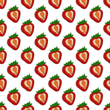 Tekstil ya da mutfak tarzı. Kusursuz dut deseni. Çilekli. Yazdır