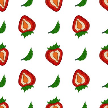 Tekstil ya da mutfak tarzı. Kusursuz dut deseni. Çilekli. Tasarım için yazdır