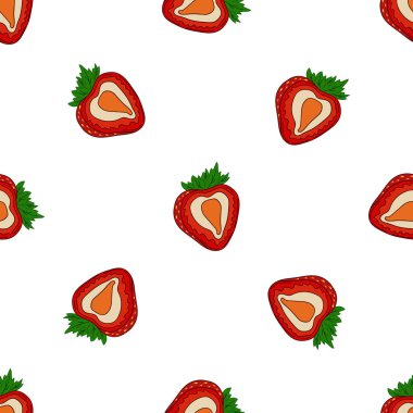 Tekstil ya da mutfak tarzı. Kusursuz dut deseni. Çilekli. Tasarım, tekstil, kumaş için yazdır