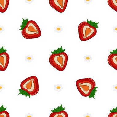 Tekstil ya da mutfak tarzı. Kusursuz dut deseni. Çilekli. Tasarım, tekstil, kumaş, duvar kağıdı için yazdır