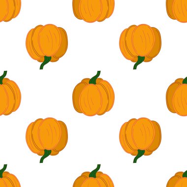 Tekstil ya da mutfak tarzı. Balkabağım. Kusursuz sebze deseni. Tasarım için yazdır