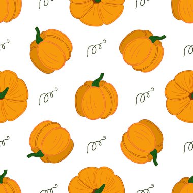 Tekstil ya da mutfak tarzı. Balkabağım. Kusursuz sebze deseni. Tasarım ve tekstil için yazdır