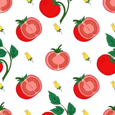 El yapımı tekstil modeli. Domates. Kusursuz sebze deseni
