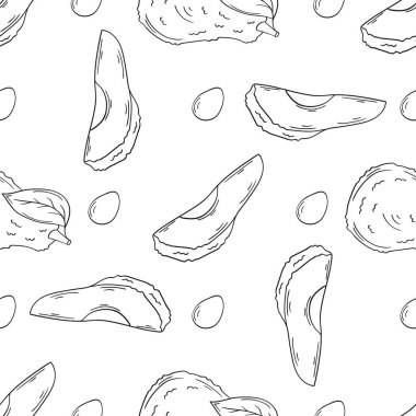 Tek renkli meyve deseni. Menü ya da mutfağın el çizimi şekli. Avokado. Tasarım, tekstil, kumaş, duvar kağıdı, ambalaj kağıdı, dekorasyon