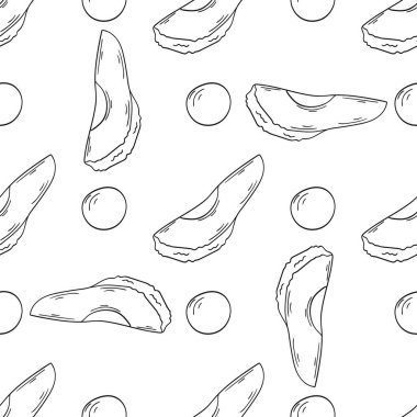 Tek renkli meyve deseni. Avokado. Menü ya da mutfağın el çizimi şekli. Yazdır