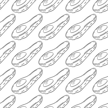 Tek renkli meyve deseni. Avokado. Menü ya da mutfağın el çizimi şekli. Tasarım ve tekstil için yazdır