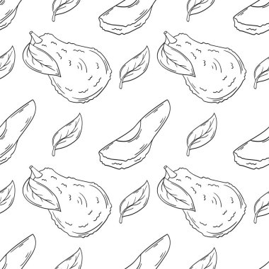 Tek renkli meyve deseni. Avokado. Menü ya da mutfağın el çizimi şekli. Tasarım, tekstil, kumaş, duvar kağıdı, ambalaj için yazdır