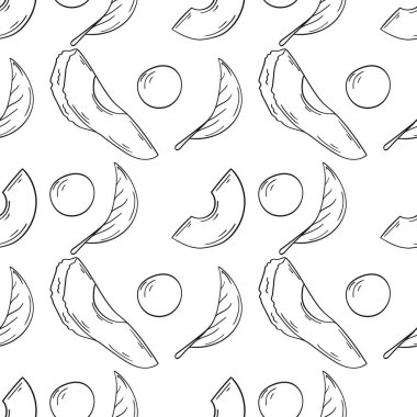 Tek renkli meyve deseni. Avokado. Menü ya da mutfağın el çizimi şekli. Tasarım için yazdır