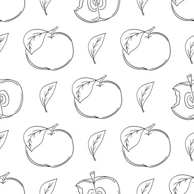 Tek renkli meyve deseni elde çizim tarzında. Kırmızı elmalar. Mönü ya da mutfak için desen. Tasarım için yazdır