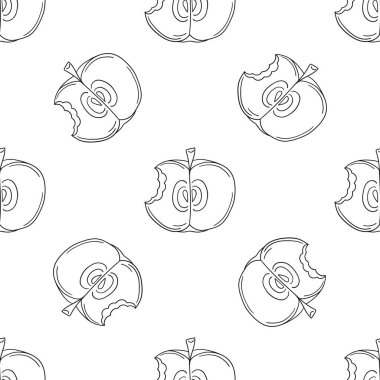 Elinde kusursuz meyve deseni var. Mönü ya da mutfak için desen. Kırmızı elmalar. Tasarım, tekstil, kumaş vs. için yazdır