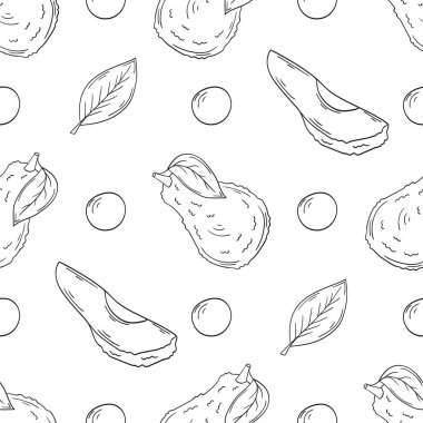 Tek renkli meyve deseni elde çizim tarzında. Mönü ya da mutfak için desen. Avokado. Tasarım ve tekstil için yazdır