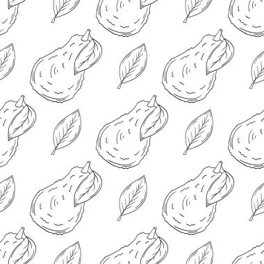 Tek renkli meyve deseni elde çizim tarzında. Avokado. Mönü ya da mutfak için desen. Yazdır