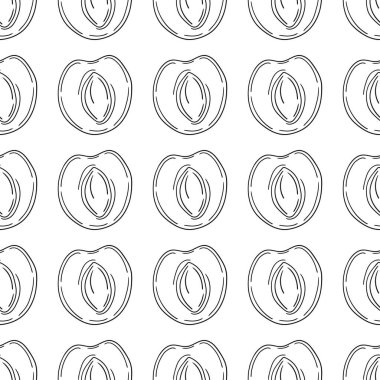 Tek renkli meyve deseni elde çizim tarzında. Kayısı. Menü için desen