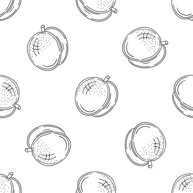 Tek renkli meyve deseni elde çizim tarzında. Kayısı, şeftali. Mönü ya da mutfak için desen. Tasarım, tekstil, kumaş, duvar kağıdı için yazdır