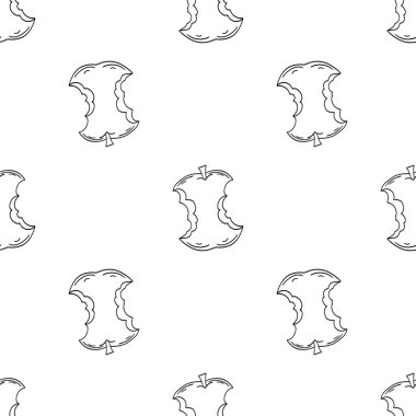 Tek renkli meyve deseni elde çizim tarzında. Elmalar. Mönü ya da mutfak için desen. Tasarım, tekstil, kumaş, duvar kağıdı için yazdır