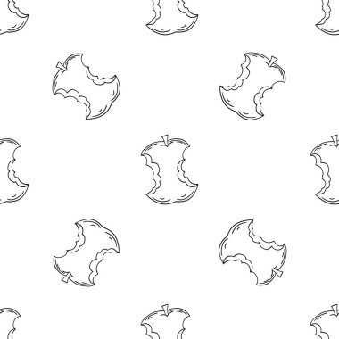 Tek renkli meyve deseni elde çizim tarzında. Elmalar. Mönü ya da mutfak için desen. Tasarım, tekstil, kumaş, duvar kağıdı, ambalaj kağıdı, dekorasyon