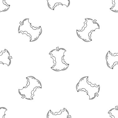 Tek renkli meyve deseni elde çizim tarzında. Elmalar. Mönü ya da mutfak için desen. Tasarım, tekstil, kumaş, duvar kağıdı, ambalaj kağıdı