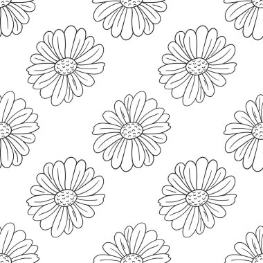 Tek renkli çiçek desenli. Menü ya da mutfağın el çizimi şekli. Papatya çayı. Yazdır