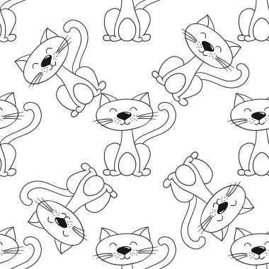 Tek renkli şirin desen. Tekstil ya da el yapımı çocuklar için bir model. Yavru kediler. Yazdır