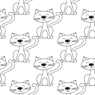 Tek renkli şirin desen. Tekstil ya da el yapımı çocuklar için bir model. Yavru kediler. Tasarım, tekstil, kumaş, duvar kağıdı için yazdır