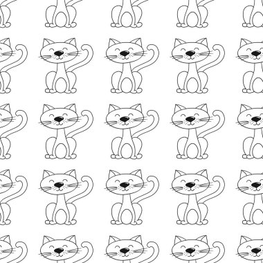 Tek renkli şirin desen. Tekstil ya da el yapımı çocuklar için bir model. Yavru kediler. Tasarım, tekstil, kumaş için yazdır