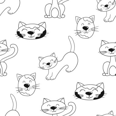 Tek renkli şirin desen. Tekstil ya da el yapımı çocuklar için bir model. Yavru kediler. Tasarım, tekstil, kumaş, duvar kağıdı, ambalaj kağıdı, dekorasyon vesaire için yazdır