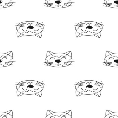 Tek renkli şirin desen. Tekstil ya da el yapımı çocuklar için bir model. Kediler. Tasarım için yazdır