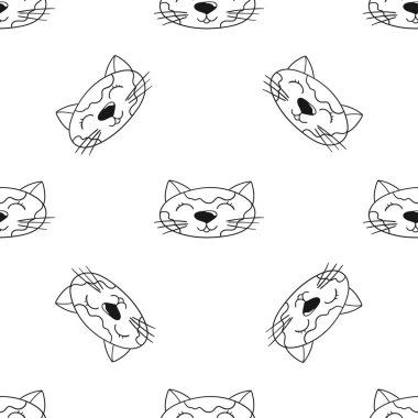 Tek renkli şirin desen. Tekstil ya da el yapımı çocuklar için bir model. Kediler. Tasarım ve tekstil için yazdır