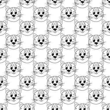 Tek renkli şirin desen. Yavru kediler. Tekstil ya da el çizimi tarzı çocuklar için desen. Tasarım, tekstil, kumaş için yazdır