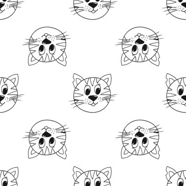 Tek renkli şirin desen. Yavru kediler. Tekstil ya da el çizimi tarzı çocuklar için desen. Tasarım, tekstil, kumaş, duvar kağıdı için yazdır