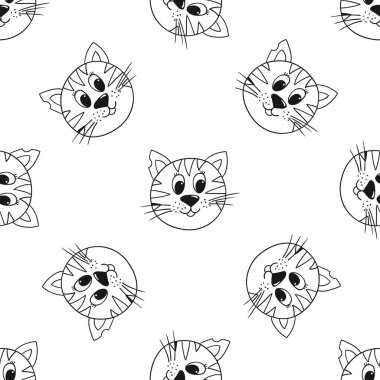 Tek renkli şirin desen. Yavru kediler. Tekstil ya da el çizimi tarzı çocuklar için desen. Tasarım, tekstil, kumaş, duvar kağıdı, ambalaj için yazdır
