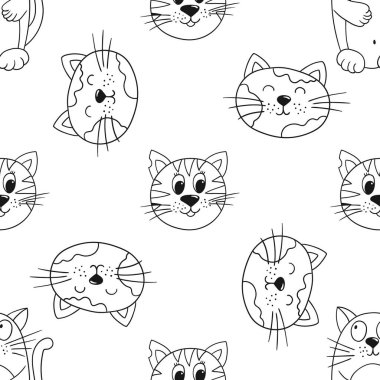 Tek renkli şirin desen. Yavru kediler. Tekstil ya da el çizimi tarzı çocuklar için desen. Tasarım, tekstil, kumaş, duvar kağıdı, ambalaj kağıdı, dekorasyon vesaire için yazdır