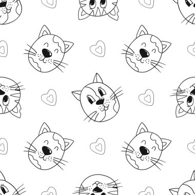Tek renkli şirin desen. Yavru kediler. Tekstil ya da el çizimi tarzı çocuklar için desen. Tasarım, tekstil, kumaş, duvar kağıdı, ambalaj kağıdı, dekorasyon vesaire için yazdır