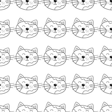 Tek renkli şirin desen elde çizim tarzında. Tekstil ya da çocuklar için desen. Yavru kediler. Tasarım, tekstil, kumaş, duvar kağıdı için yazdır