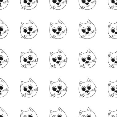 Tek renkli şirin desen elde çizim tarzında. Tekstil ya da çocuklar için desen. Yavru kediler. Tasarım ve tekstil için yazdır