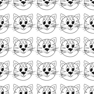 Yavru kediler. Tek renkli şirin desen. Tekstil ya da el çizimi tarzı çocuklar için desen. Tasarım ve tekstil için yazdır