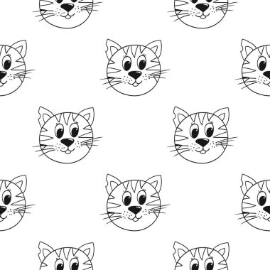 Yavru kediler. Tek renkli şirin desen. Tekstil ya da el çizimi tarzı çocuklar için desen. Tasarım, tekstil, kumaş için yazdır