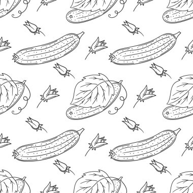 Salatalık. Tek renkli sebze deseni. Menü ya da mutfağın el çizimi şekli. Tasarım, tekstil, kumaş, duvar kağıdı, ambalaj kağıdı, dekorasyon