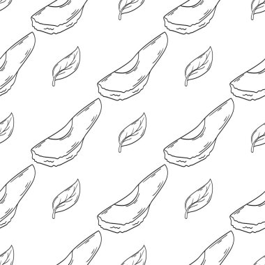 Avokado. Tek renkli meyve deseni. Menü ya da mutfağın el çizimi şekli. Yazdır