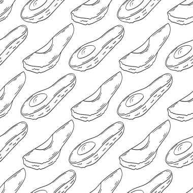 Avokado. Tek renkli meyve deseni. Menü ya da mutfağın el çizimi şekli. Tasarım için yazdır