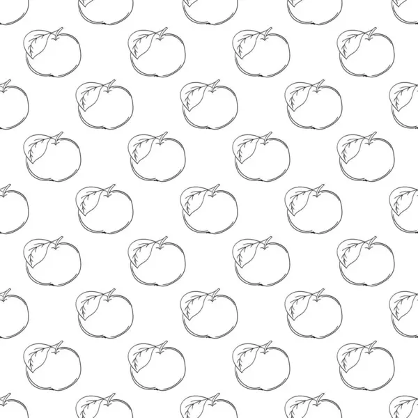 Kırmızı elmalar. Tek renkli meyve deseni elde çizim tarzında. Mönü ya da mutfak için desen. Tasarım, tekstil, duvar kağıdı vs. için yazdır
