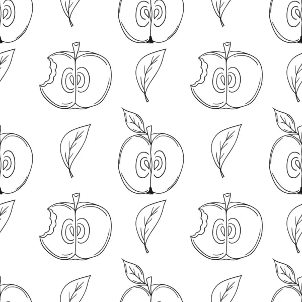 Kırmızı elmalar. Tek renkli meyve deseni elde çizim tarzında. Mönü ya da mutfak için desen. Yazdır