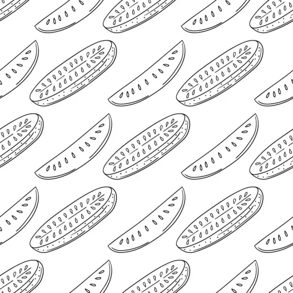 Tek renkli sebze deseni. Menü ya da mutfağın el çizimi şekli. Salatalık. Tasarım, tekstil, kumaş, duvar kağıdı, ambalaj için yazdır