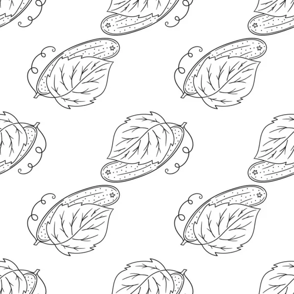 Tek renkli sebze deseni. Salatalık. Menü ya da mutfağın el çizimi şekli. Tasarım için yazdır