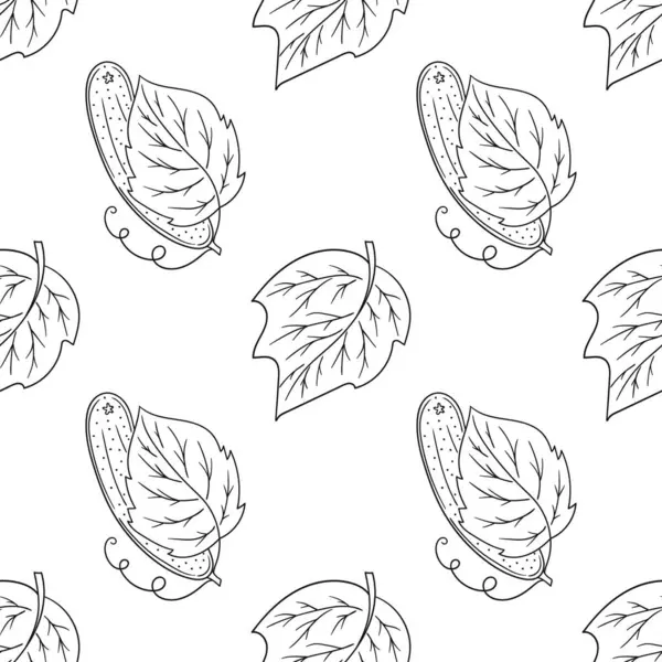 Tek renkli sebze deseni. Salatalık. Menü ya da mutfağın el çizimi şekli. Tasarım, tekstil, kumaş, duvar kağıdı, ambalaj için yazdır