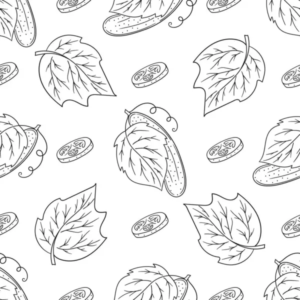 Tek renkli sebze deseni. Salatalık. Menü ya da mutfağın el çizimi şekli. Tasarım, tekstil, kumaş, duvar kağıdı, ambalaj kağıdı