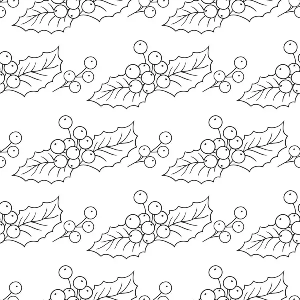 Tek renkli geleneksel desen. Menü ya da mutfağın el çizimi şekli. Holly mi? Tasarım, tekstil, kumaş, duvar kağıdı, ambalaj için yazdır
