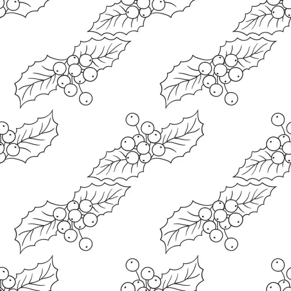 Tek renkli geleneksel desen. Menü ya da mutfağın el çizimi şekli. Holly mi? Tasarım, tekstil, kumaş, duvar kağıdı, ambalaj kağıdı